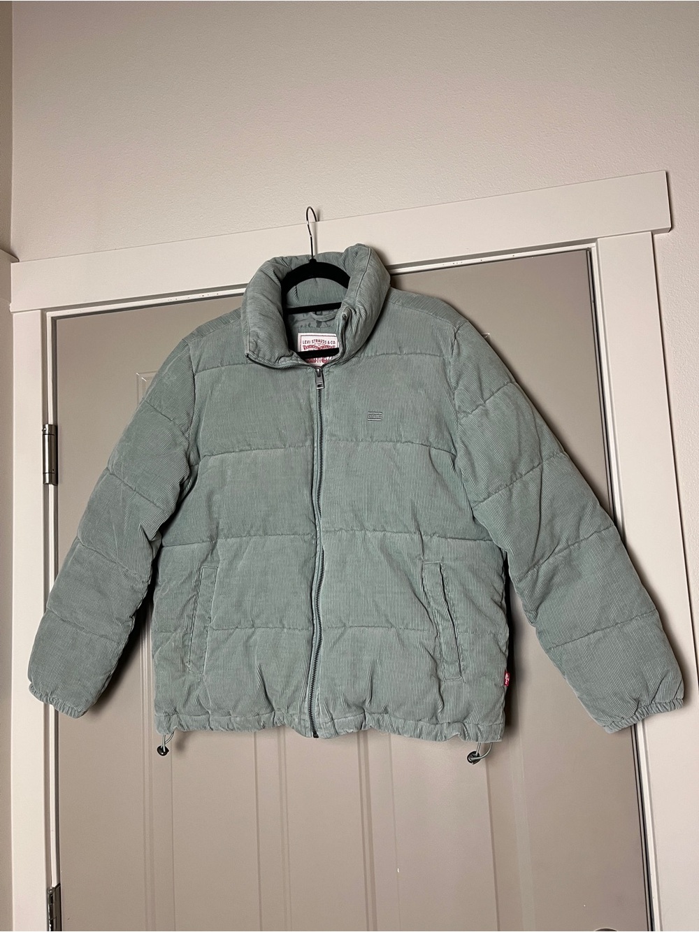 Women’s Corduroy Green Grey Puffer Jacket